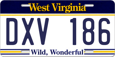 WV license plate DXV186