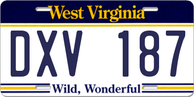 WV license plate DXV187