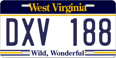 WV license plate DXV188