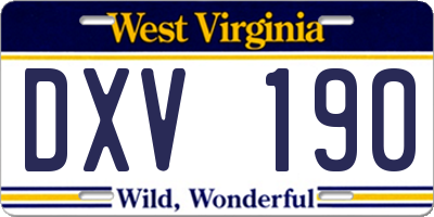WV license plate DXV190