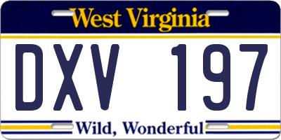 WV license plate DXV197