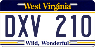 WV license plate DXV210