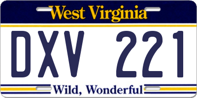 WV license plate DXV221