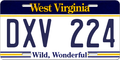 WV license plate DXV224