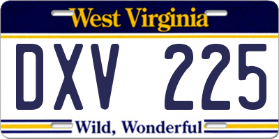 WV license plate DXV225