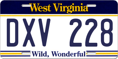 WV license plate DXV228