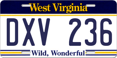 WV license plate DXV236