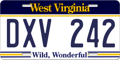 WV license plate DXV242