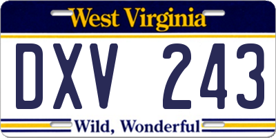 WV license plate DXV243
