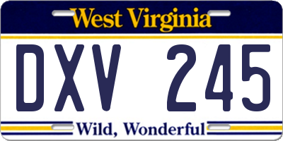 WV license plate DXV245