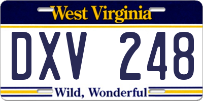 WV license plate DXV248