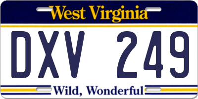 WV license plate DXV249