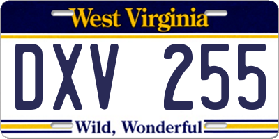 WV license plate DXV255