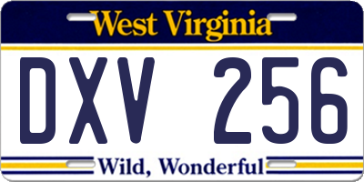 WV license plate DXV256