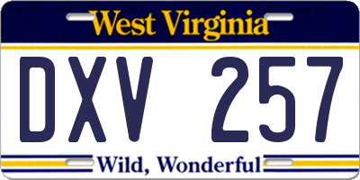 WV license plate DXV257