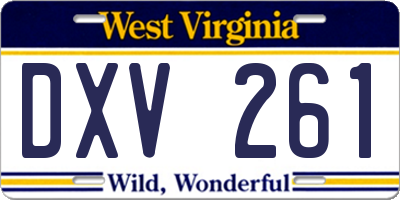WV license plate DXV261
