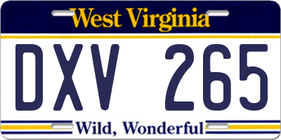 WV license plate DXV265