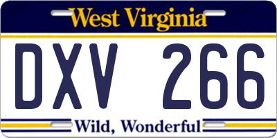 WV license plate DXV266