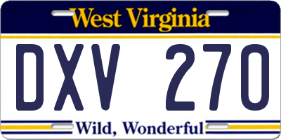 WV license plate DXV270