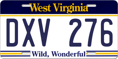 WV license plate DXV276