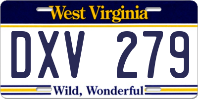 WV license plate DXV279