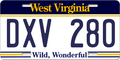 WV license plate DXV280