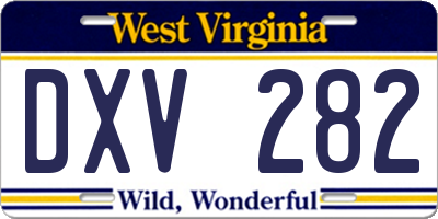 WV license plate DXV282