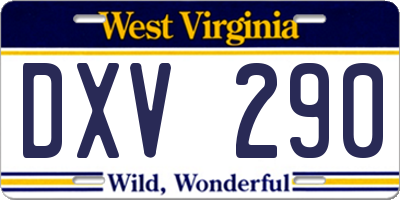 WV license plate DXV290