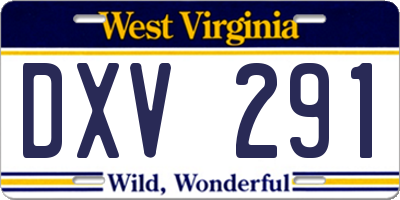 WV license plate DXV291