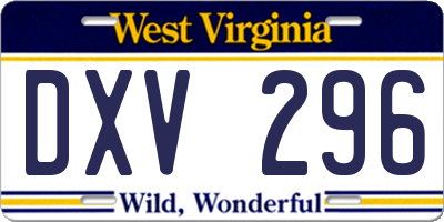 WV license plate DXV296