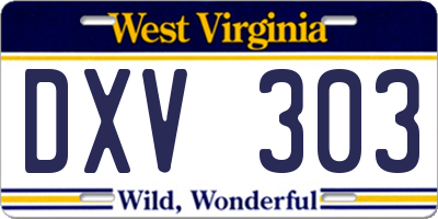 WV license plate DXV303