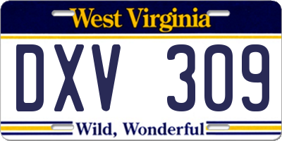 WV license plate DXV309