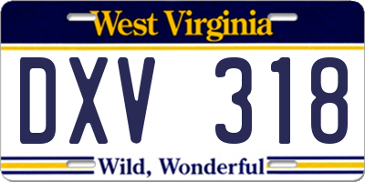 WV license plate DXV318