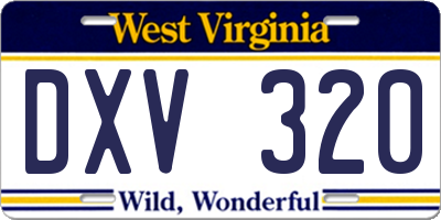 WV license plate DXV320