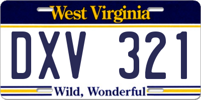 WV license plate DXV321