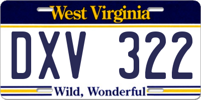 WV license plate DXV322