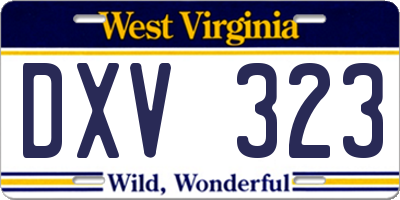 WV license plate DXV323