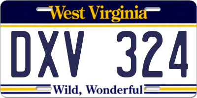 WV license plate DXV324