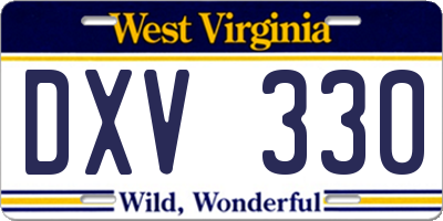 WV license plate DXV330