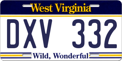 WV license plate DXV332