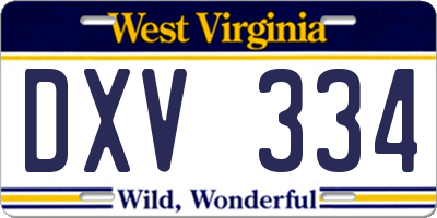 WV license plate DXV334