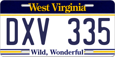 WV license plate DXV335
