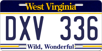 WV license plate DXV336