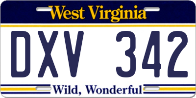 WV license plate DXV342