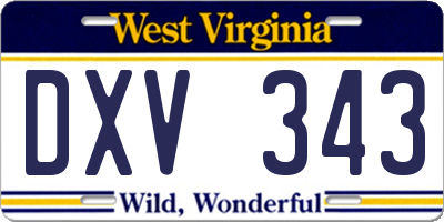 WV license plate DXV343