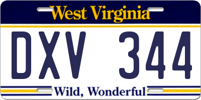 WV license plate DXV344