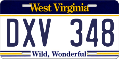 WV license plate DXV348