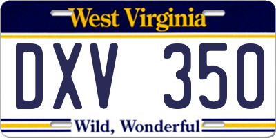 WV license plate DXV350