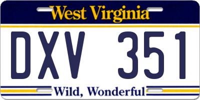WV license plate DXV351