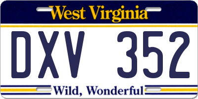 WV license plate DXV352